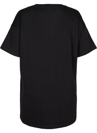 Lang kortermet T-skjorte i bomull, Black, Packshot image number 1