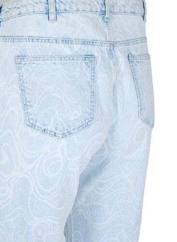 Cropped MIlle mom jeans med mønster, Light blue denim, Packshot image number 3