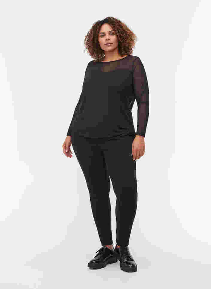 Tettsittende genser med mesh, Black, Model image number 3