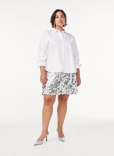 Zizzi Klassisk bomullsskjorte med en Loose fit, Hvit, Model image number 1