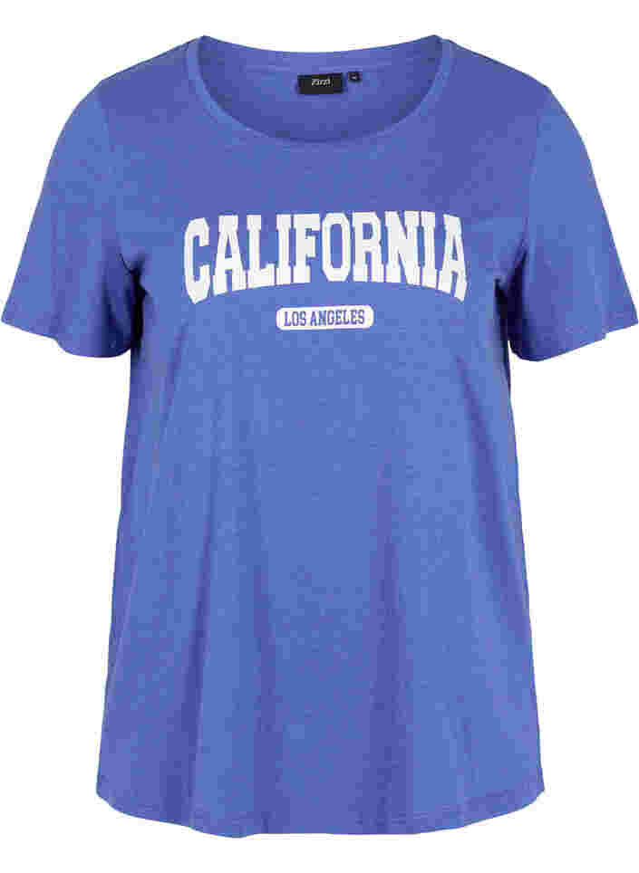 T-skjorte i bomull med trykk, Dazzling Blue Califo