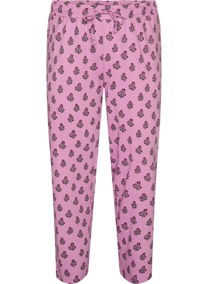 Bomullspyjamasbukser med h&oslash;y midje, Rosa, Packshot image number 0