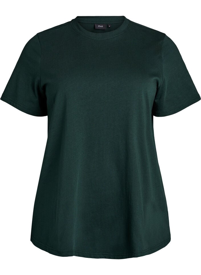 Basic T-skjorte i bomull med rund hals, Gr&oslash;nn, Packshot image number 0