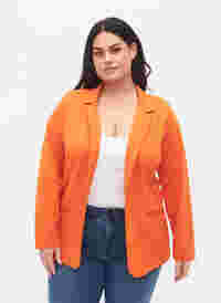 Enkel blazer med knapp og pyntelommer, Mandarin Orange, Model