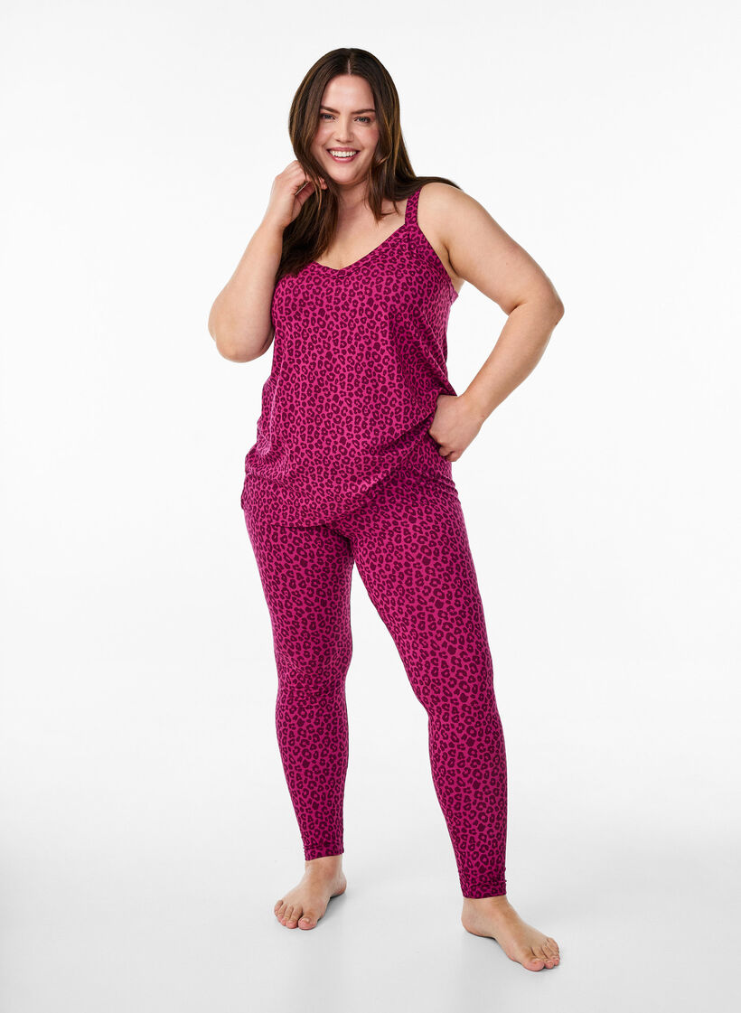 Ankellange leggings i viskose, Rosa, Model image number 0