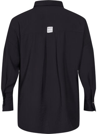 Viskoseskjorte med lange ermer, Black, Packshot image number 1