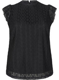 Blondetopp med volangdetaljer, Black