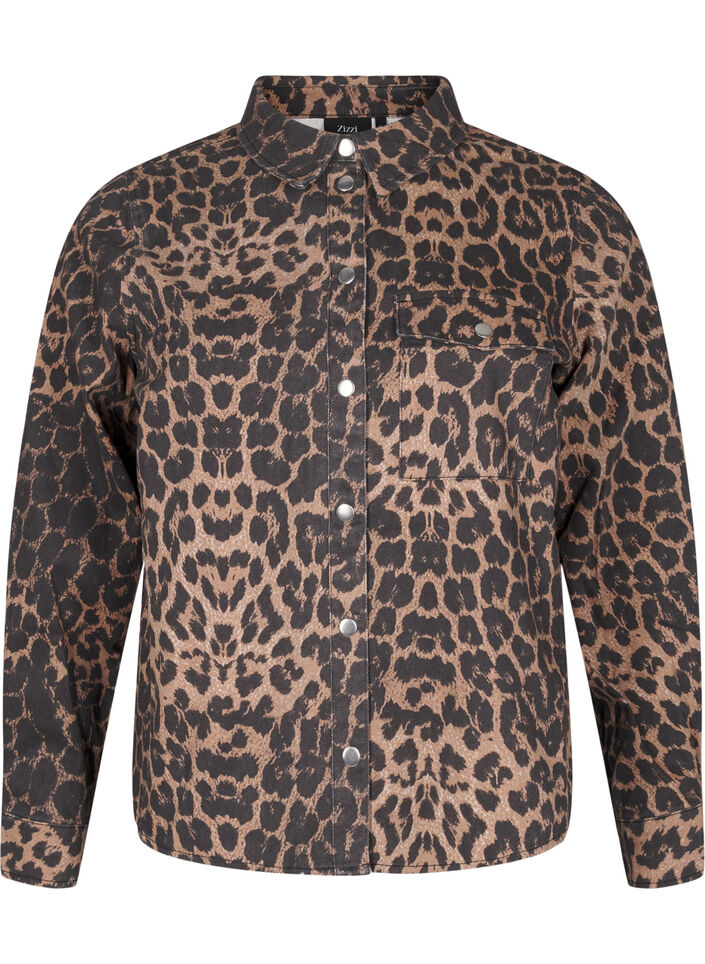 Canvasjakke med leopardmønster, Leo AOP, Packshot image number 0