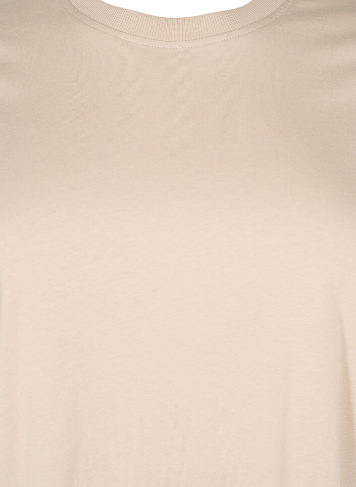 Basic T-skjorte i bomull med rund hals, Beige, Packshot image number 2