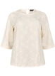 Bluse med 3/4-ermer og 3D-blomster, Warm Off-white, Packshot image number 0