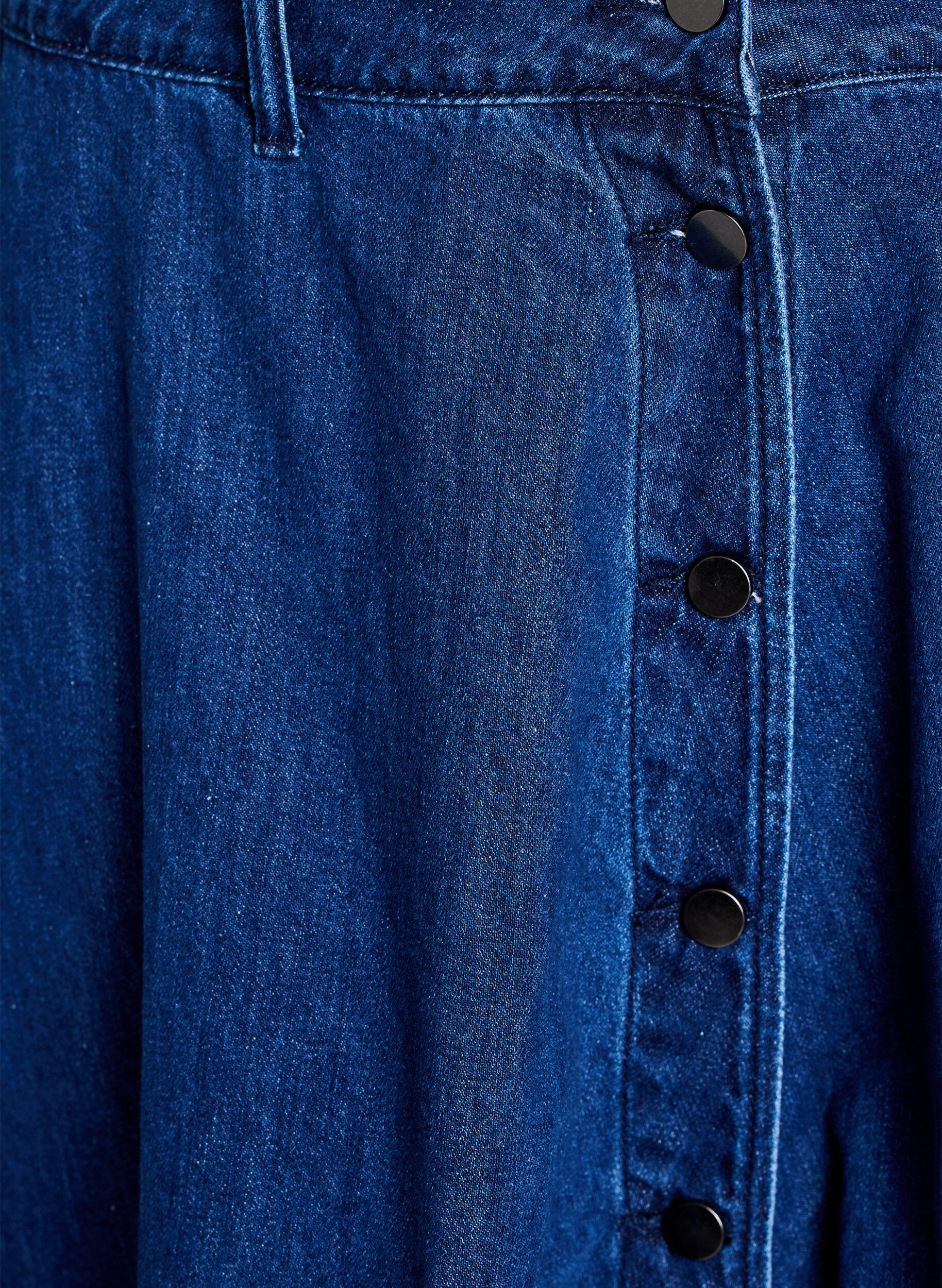 Zizzi A-line denimskj&oslash;rt med knappelukking, Bl&aring;, Packshot image number 2