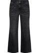 Straight fit jeans med rhinesteiner og høy midje, Grå, Packshot image number 0