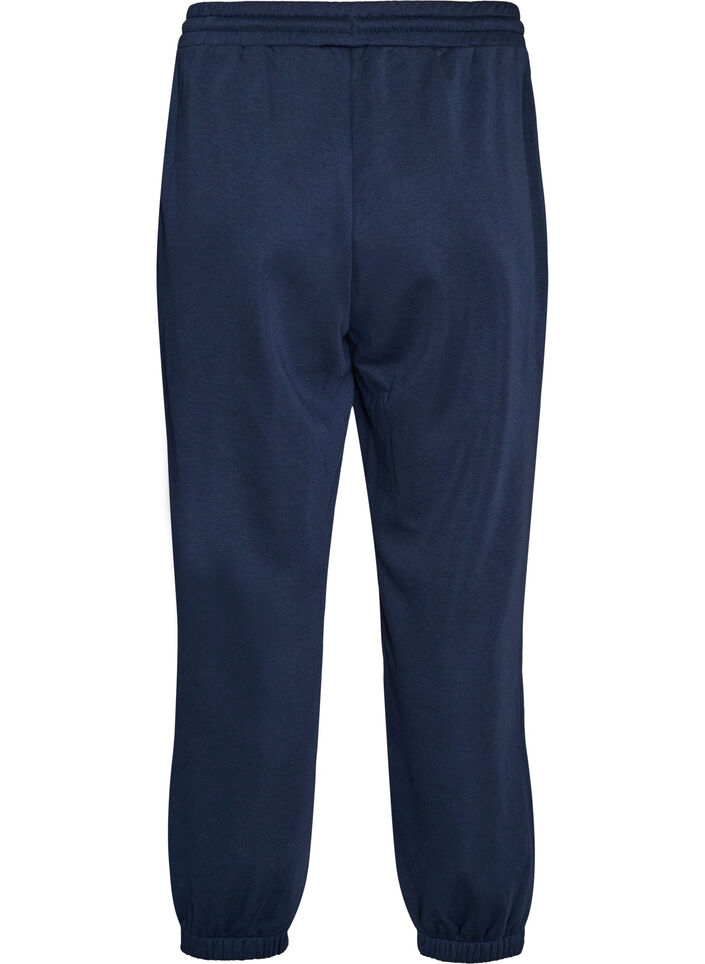 Joggebukser med h&oslash;y midje og sn&oslash;ring, Bl&aring;, Packshot image number 1