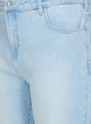 Cropped Mille jeans med mom fit og broderi, Light blue denim, Packshot image number 2