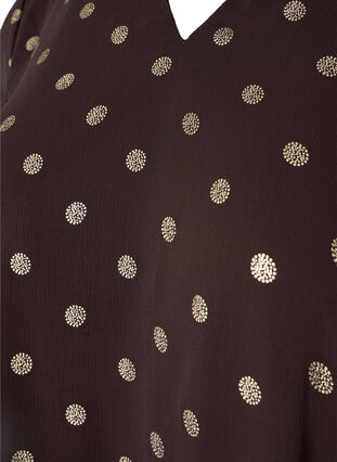 Bluse med trykk og v-hals, Fudge/Gold Dots, Packshot image number 2