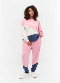 Joggebukser med colour-block, C. Pink C. Blocking, Model