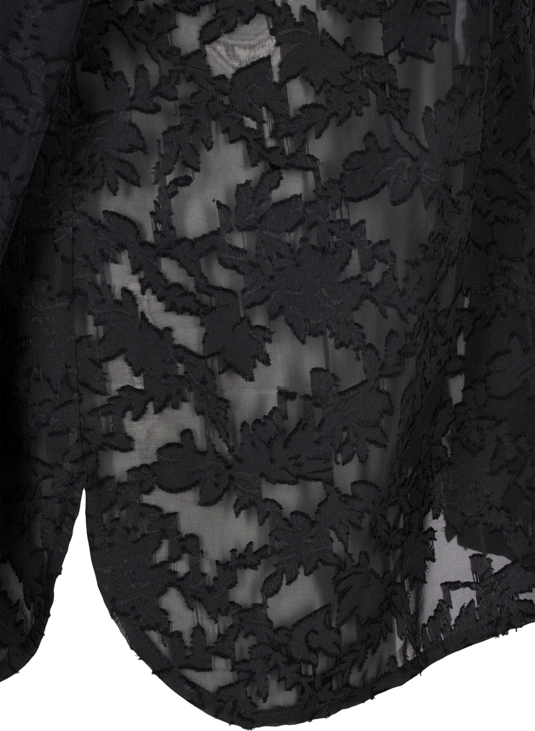 Zizzi Jacquard-skjorte med knapper, Black, Packshot image number 3