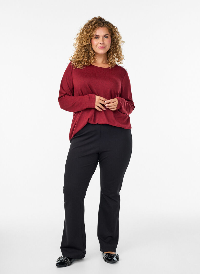 Bluse med dekorative knapper, Rød, Model image number 1