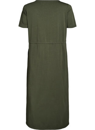 Zizzi Midikjole i bomull med korte ermer, Grønn, Packshot image number 1