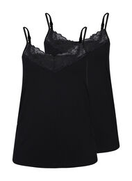 Topp i viskose med blondedetaljer, Black / Black