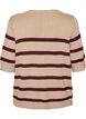 Stripete strikketopp med korte ermer, Beige, Packshot image number 1