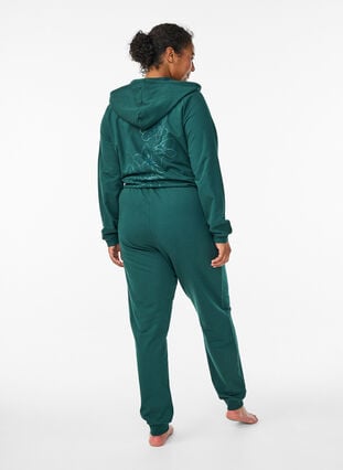 Zizzi Høymidjede sweatpants i bomull, Grønn, Model image number 1