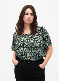 FLASH - Bluse med korte ermer og trykk, Green Bay Ehnic, Model