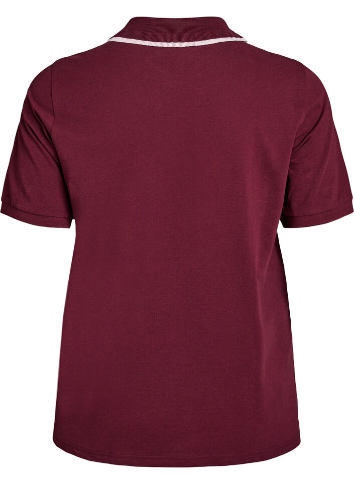 Poloskjorte med rhinesteinknapper og volangdetaljer, Rød, Packshot image number 1