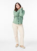 Ribbestrikket cardigan med knapper, Grønn, Model image number 1