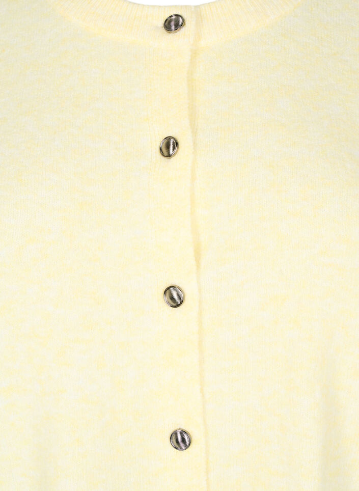 Strikket cardigan med korte ermer, Gul, Packshot image number 2