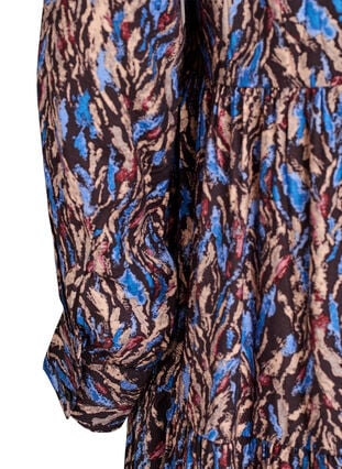 Zizzi A-line kjole med volangkrage, Blå, Packshot image number 3