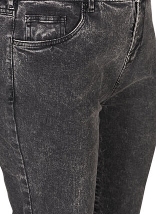 Cropped mom jeans med høyt liv, Black acid washed, Packshot image number 2