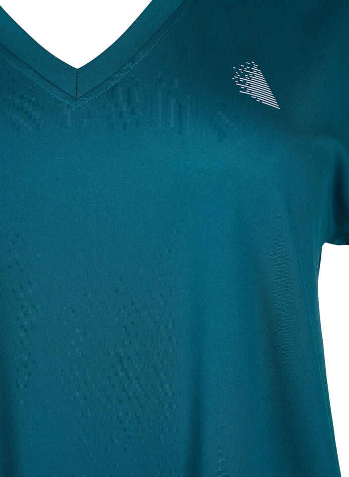 L&oslash;stsittende trenings-t-skjorte med v-hals, Gr&oslash;nn, Packshot image number 2