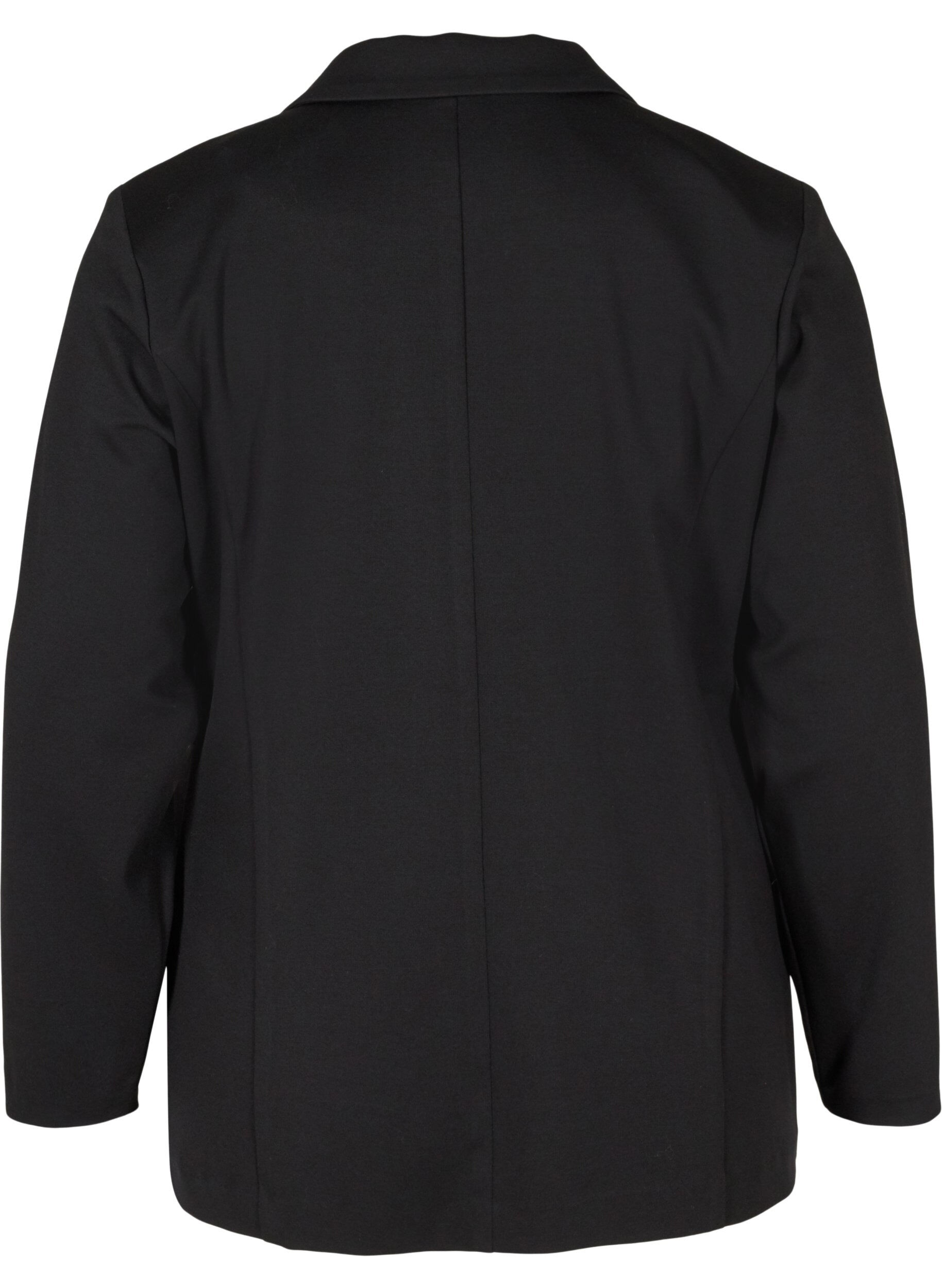 Zizzi Enkel blazer med knapp og pyntelommer, Black, Packshot image number 1