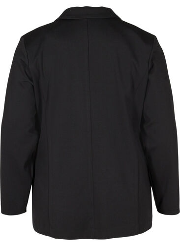Enkel blazer med knapp og pyntelommer, Black, Packshot image number 1