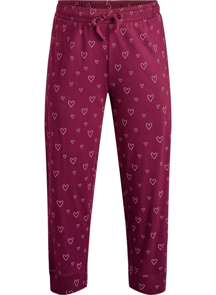 Bomullspyjamasbukser med høy midje, Mørk Bordeaux, Packshot
