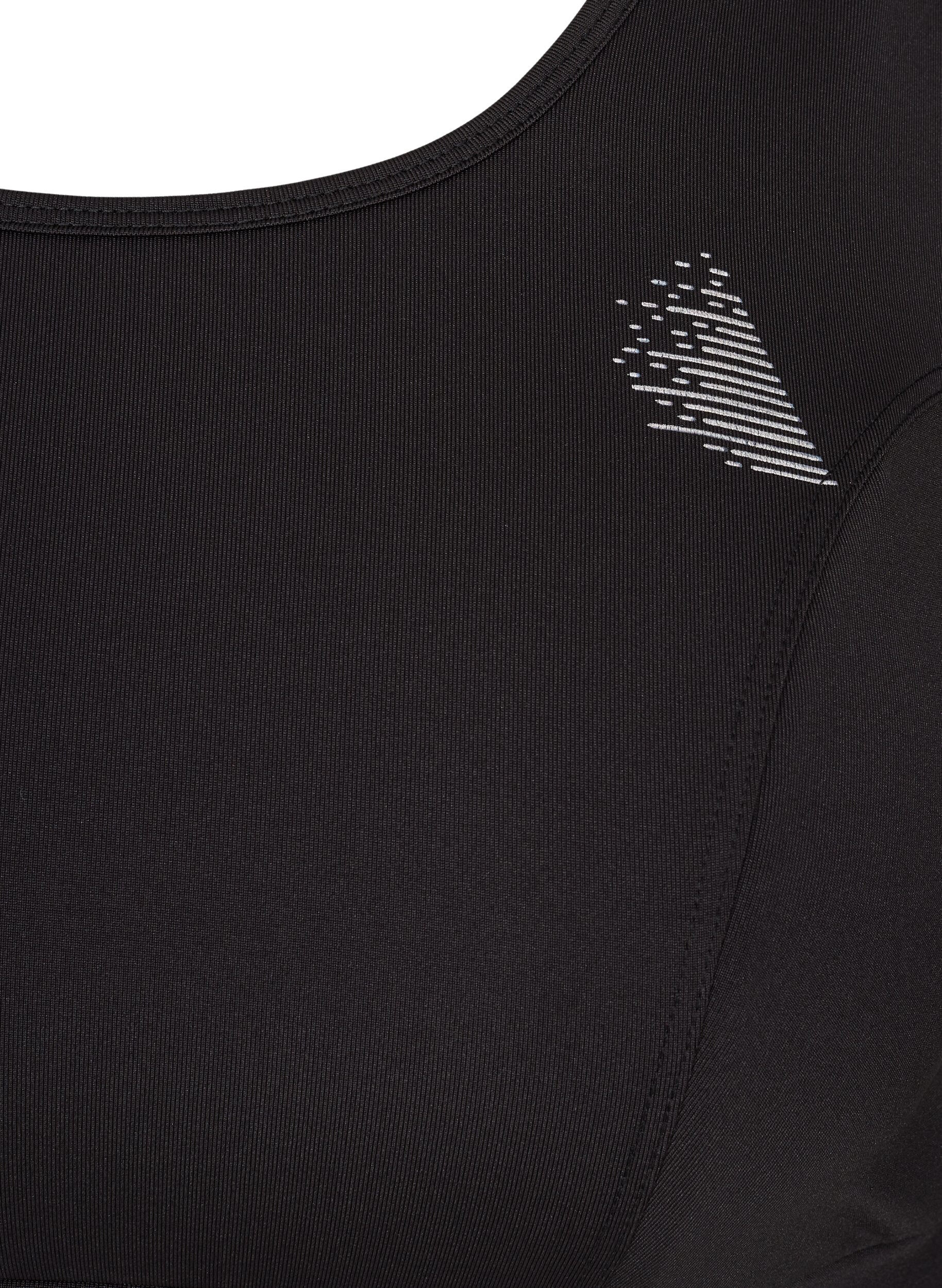 Zizzi Ensfarget sports-BH med krysset rygg, Black, Packshot image number 2