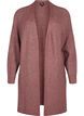 FLASH - Ribbestrikket cardigan med splitter, Rose Brown Melange, Packshot image number 0