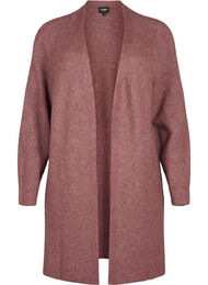 FLASH - Ribbestrikket cardigan med splitter, Rose Brown Melange