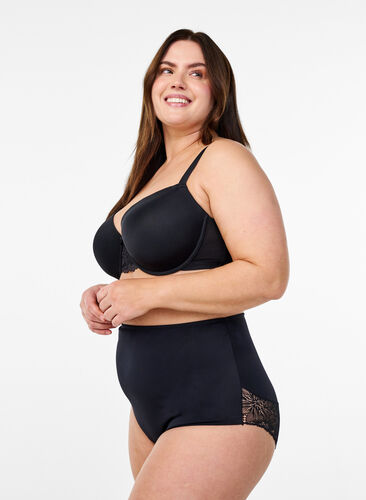 Zizzi Formende truser i mikrofiber med super høy midje, Svart, Model image number 0