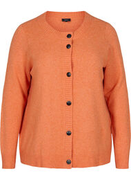 Kort strikket cardigan med kontrastfargede knapper, Mandarin Orange Mel