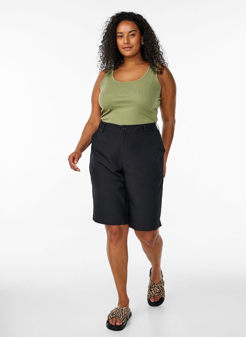 Singlet med strass og smal passform, Grønn, Model image number 1