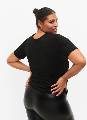 Kortermet bluse med knyting, Black, Model image number 1