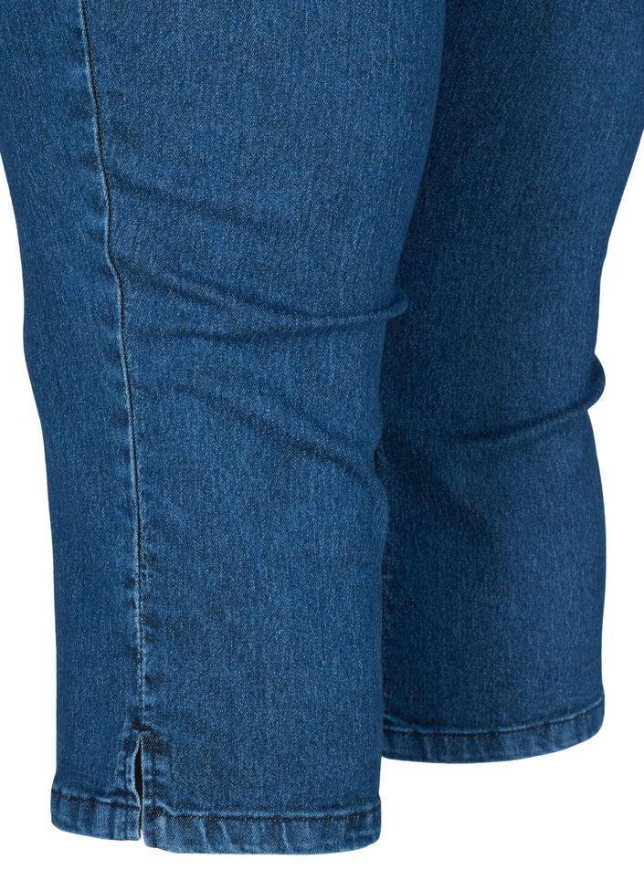 Capribukser i bomullsmiks, Dark blue denim, Packshot image number 3
