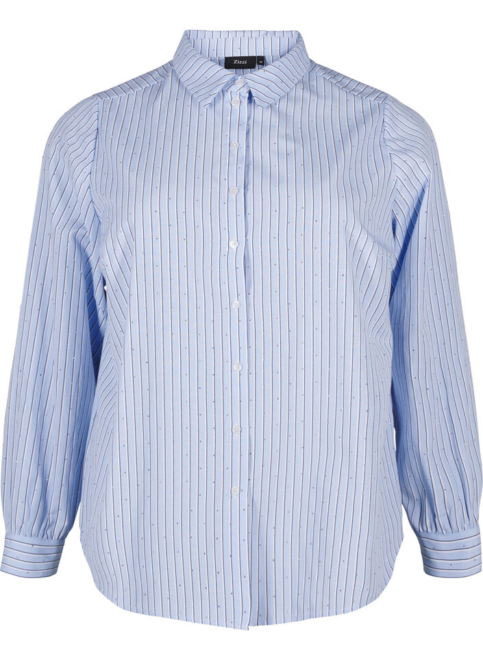 Stripete skjorte med nagler, Blå, Packshot image number 0