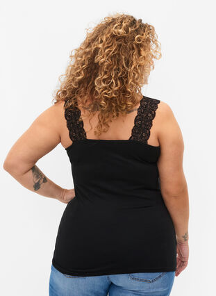 Topp med blonder, 2 stk., Black / Black, Model image number 1