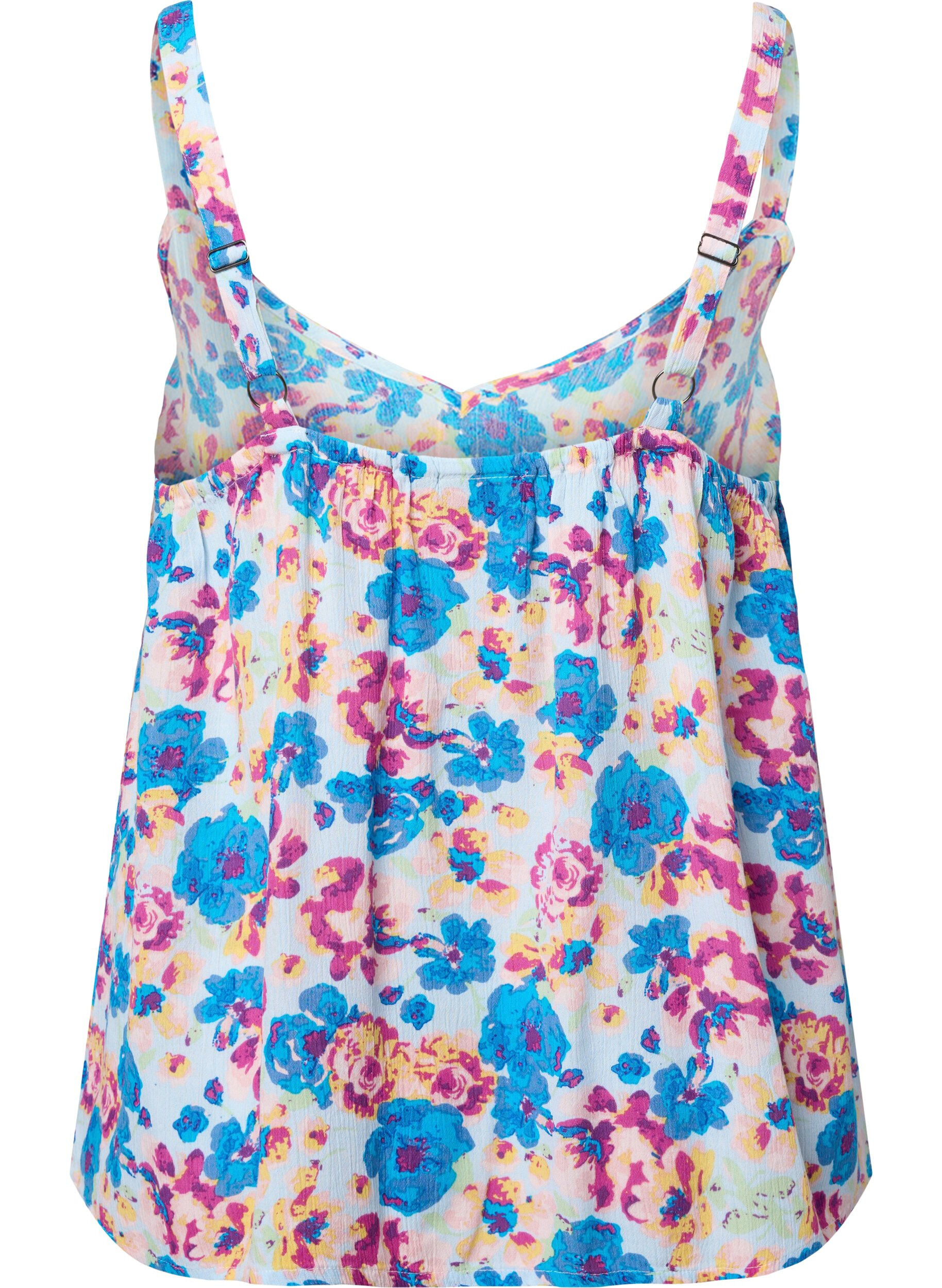 Zizzi Blomstret topp med stropper i viskose, Multi Flower AOP, Packshot image number 1