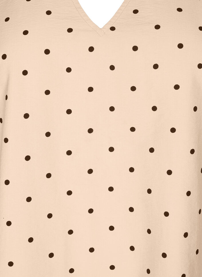 Bluse med løse ermer og v-hals, Doeskin w. dot AOP, Packshot
