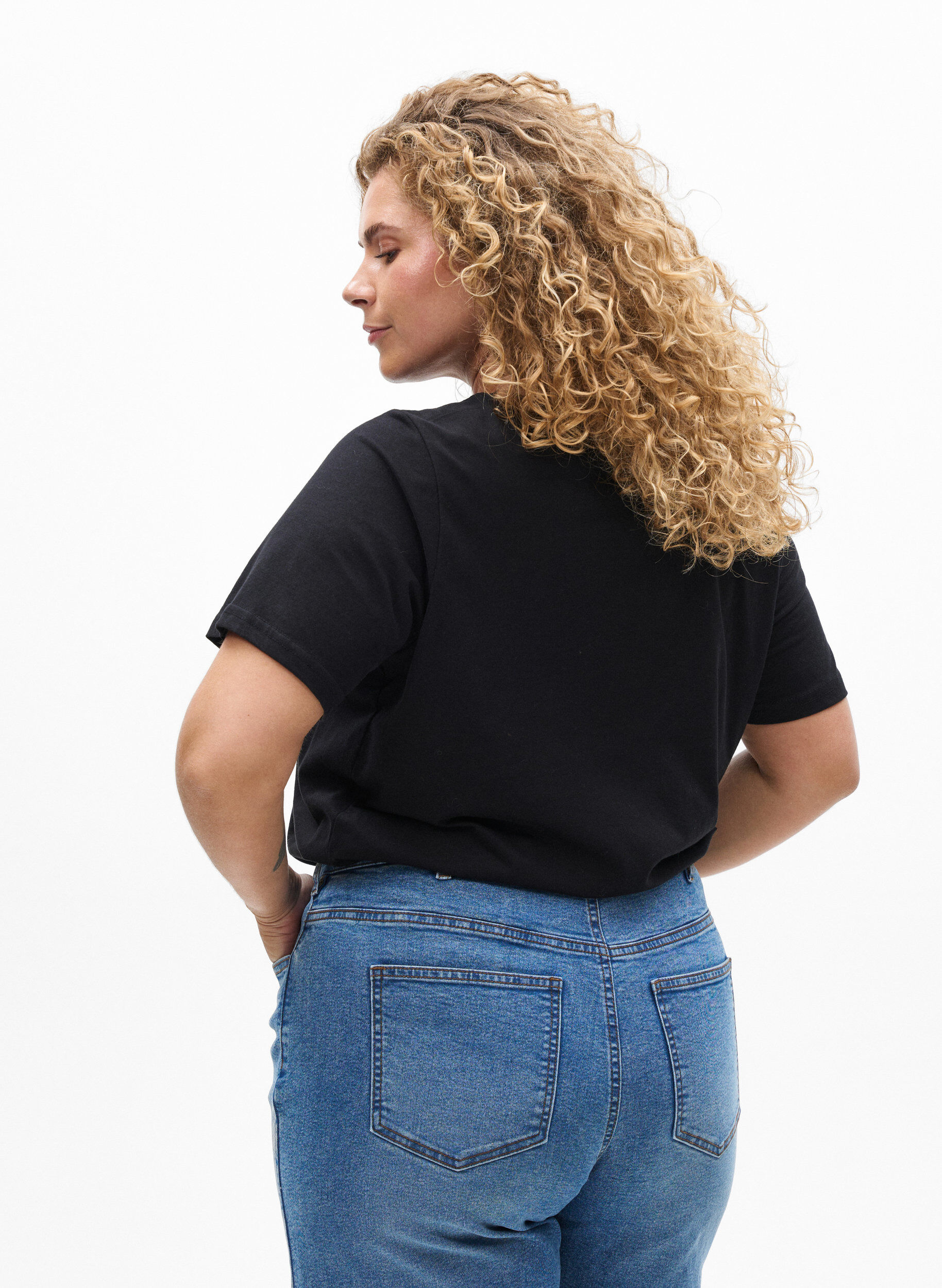 Zizzi FLASH - T-skjorte med trykk, Svart, Model image number 2