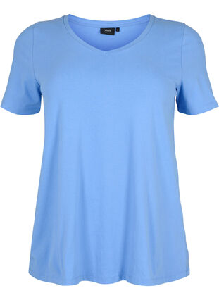 Ensfarget basis T-skjorte i bomull, Blue Bonnet, Packshot image number 0